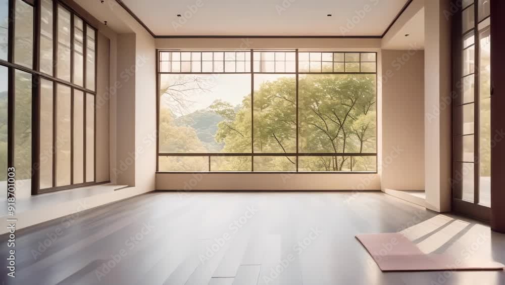 Serene Modern Interior with Nature View Serene Modern Interior with Nature View
