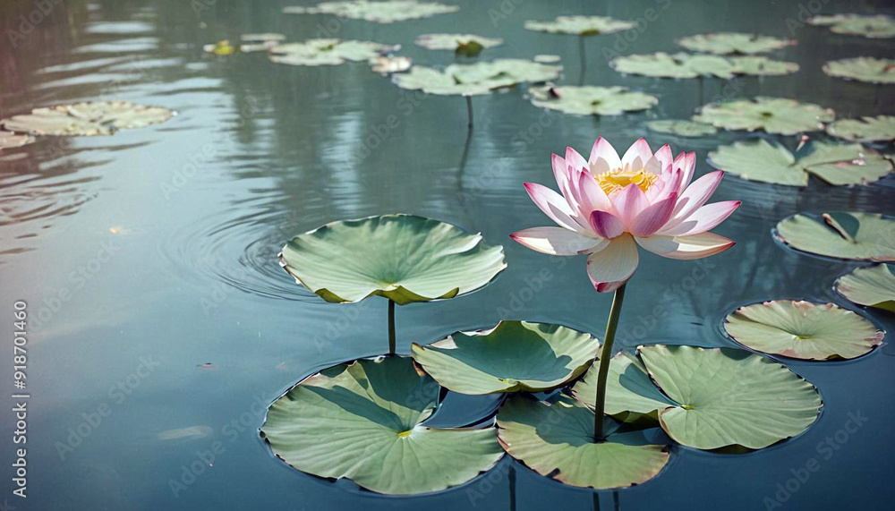 Beautiful floating lotus on the soothing water Beautiful floating lotus on the soothing water