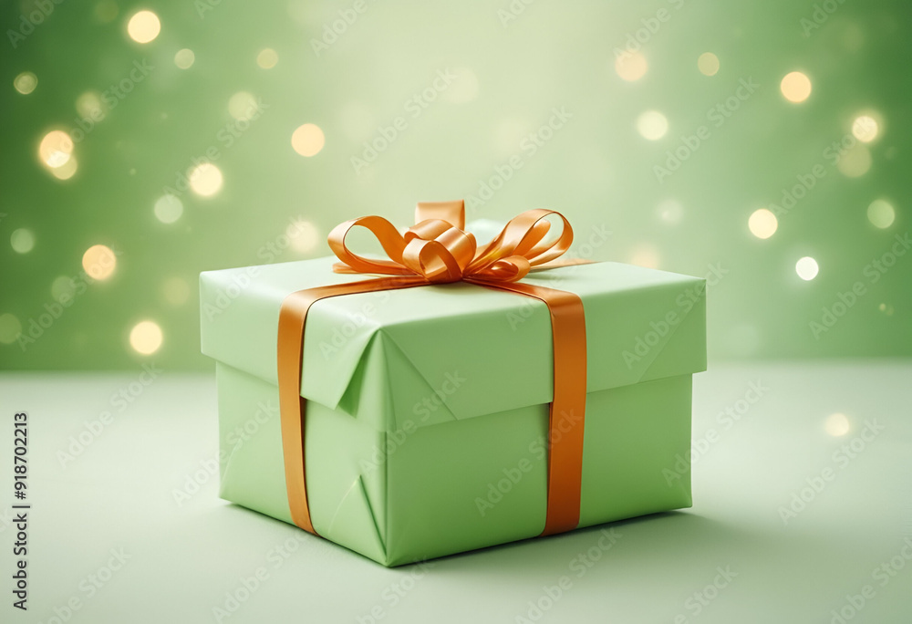 Light green gift box, Christmas background Light green gift box, Christmas background