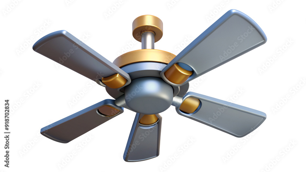 Modern 3D Ceiling Fan Isolated for Graphics on Transparent Background Modern 3D Ceiling Fan Isolated for Graphics on Transparent Background