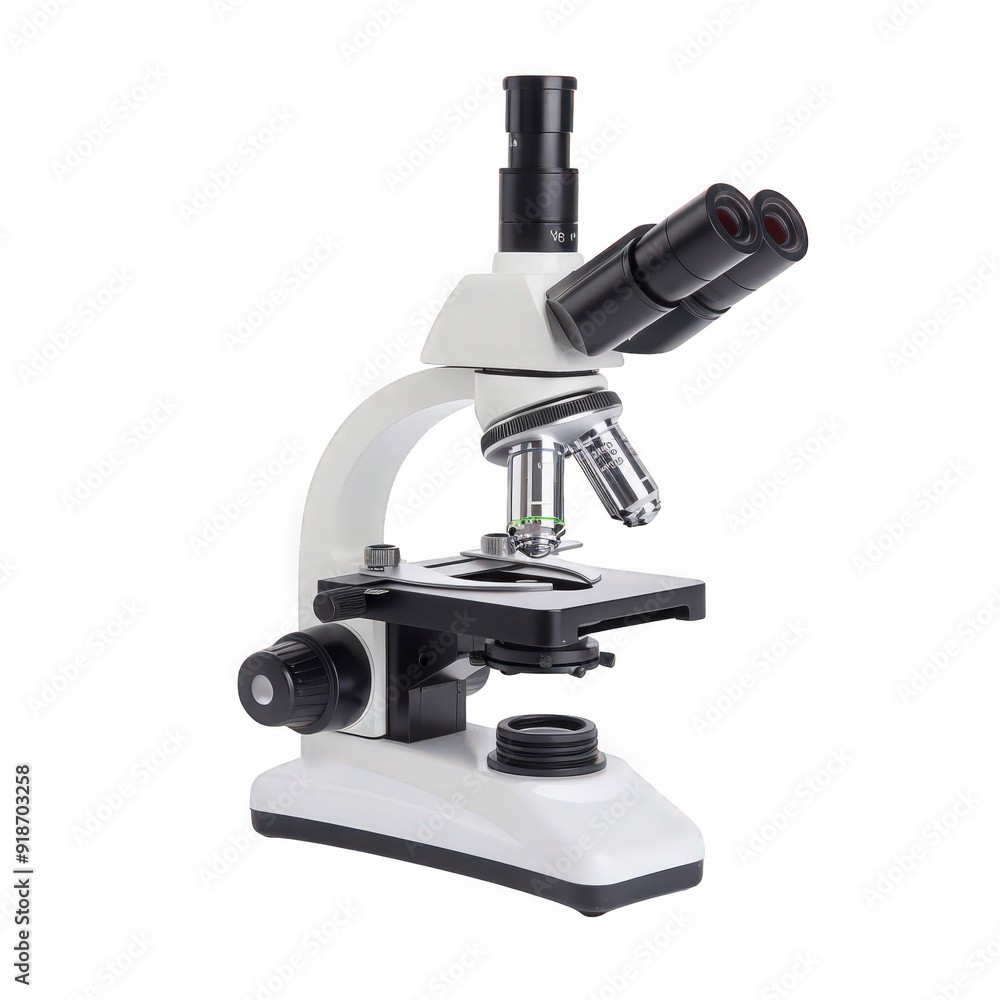A modern laboratory microscope with high magnification and precision lenses for scientific research and educational use. A modern laboratory microscope with high magnification and precision lenses for scientific research and educational use.