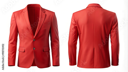 set of red color front and back view stylish tee blazers mockup image