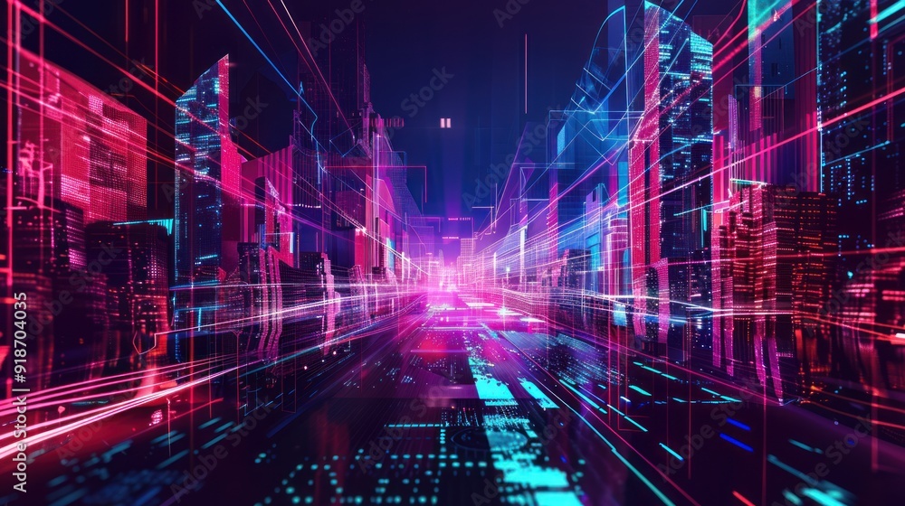 Futuristic Cityscape with Neon Lights Futuristic Cityscape with Neon Lights