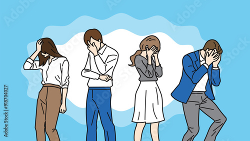 ショックなビジネスパーソン_不安な男女