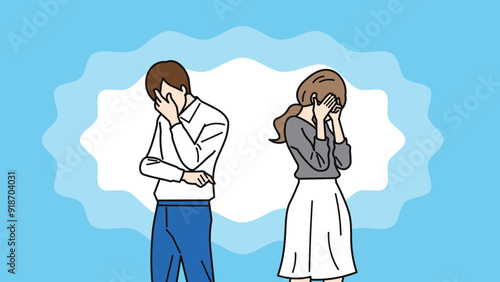 ショックなビジネスパーソン_不安な男女