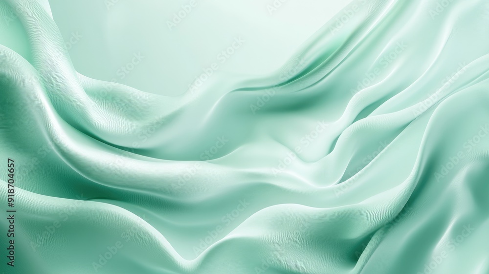 Abstract Green Fabric Texture with Gentle Waves Abstract Green Fabric Texture with Gentle Waves