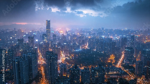 Wallpaper Mural a large city at night with a lot of lights Torontodigital.ca