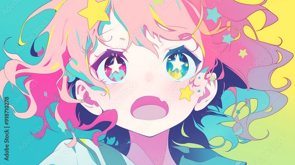 anime character with pop art background anime character with pop art background