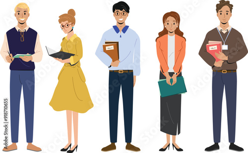 A group of school teachers, various ethnicity and genders