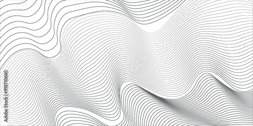 Landscape geodetic topographic map background. Black topographic lines. Line texture. Transparent background, vector.