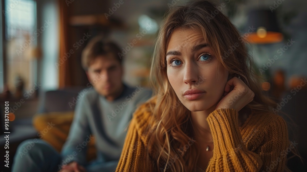 Obraz premium Fight, divorce or couple with anger, conflict or affair with marriage issue, home or ignore. Partners, mature woman or man with frustration, relationship problems or toxic with depression or cheating