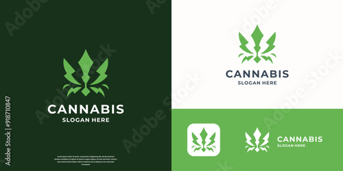 creative of abstract marijuana leaf cannabis logo design template.