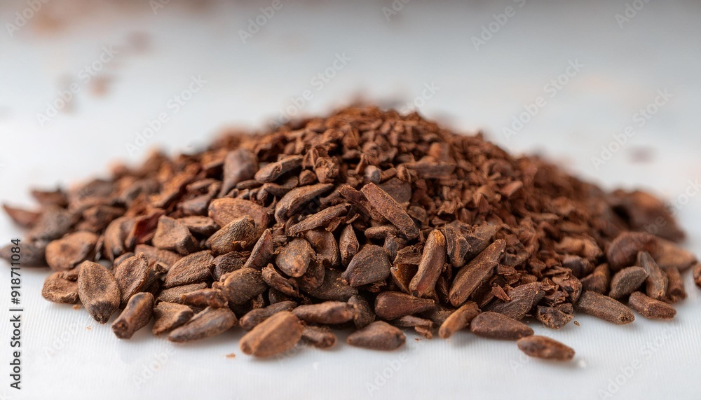 Semillas de cacao sobre una mesa blanca Semillas de cacao sobre una mesa blanca