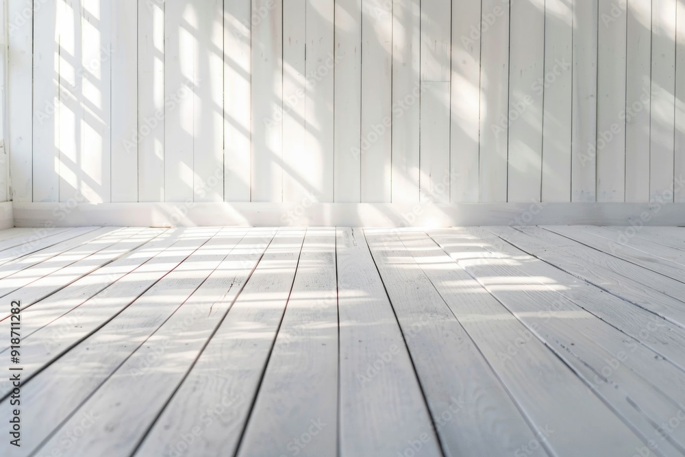 A simple and clean white wooden floor with a window in the background, great for minimalist interior design or architectural concepts A simple and clean white wooden floor with a window in the background, great for minimalist interior design or architectural concepts