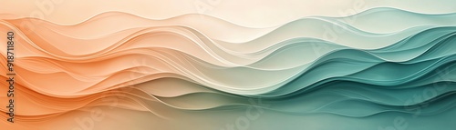 Abstract gradient background with flowing wave patterns in orange and teal hues, creating a soothing and dynamic visual effect.