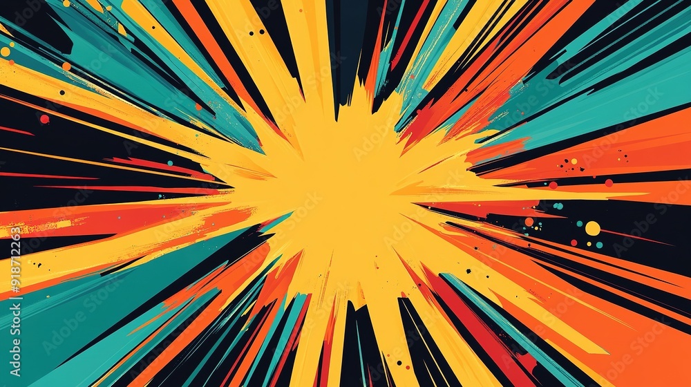 Abstract Colorful Explosion with Radial Lines and Splashes Abstract Colorful Explosion with Radial Lines and Splashes