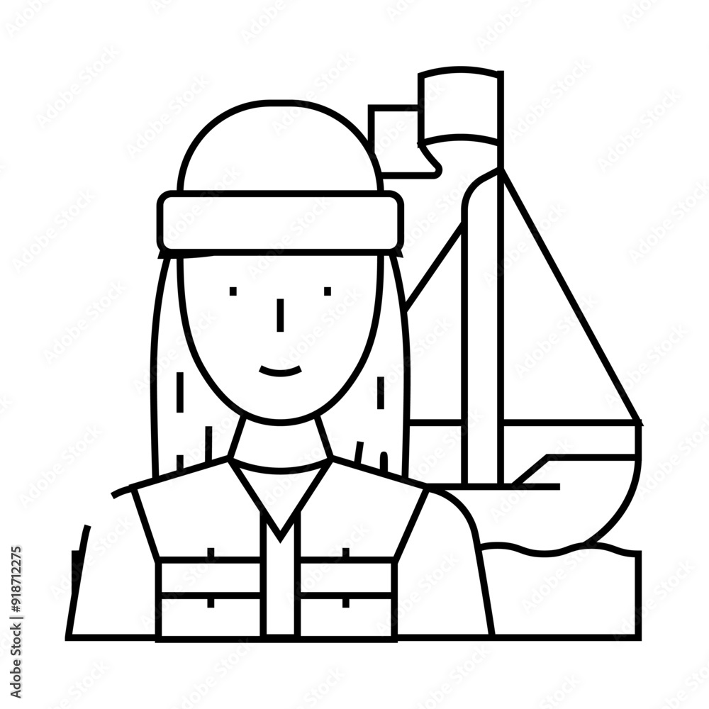 Fototapeta premium yachting female sport line icon vector. yachting female sport sign. isolated contour symbol black illustration