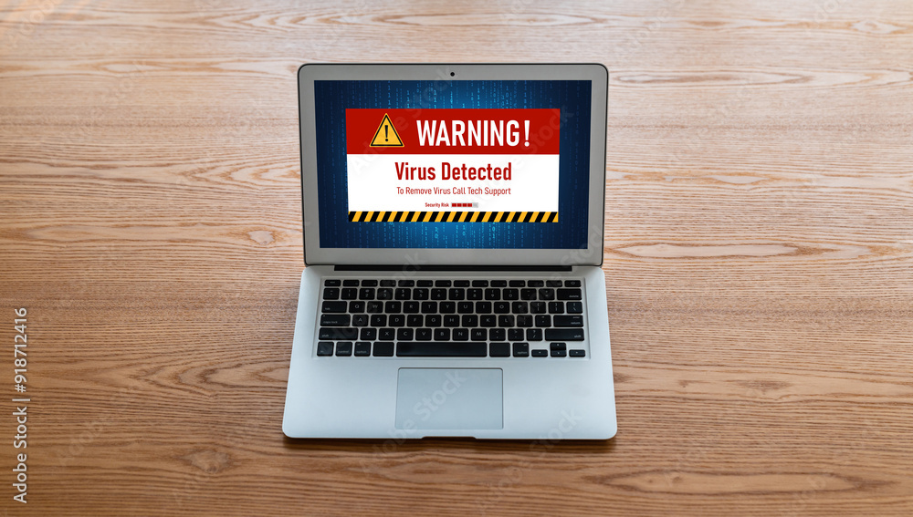 Virus warning alert on computer screen detected modish cyber threat , hacker, computer virus and malware Virus warning alert on computer screen detected modish cyber threat , hacker, computer virus and malware
