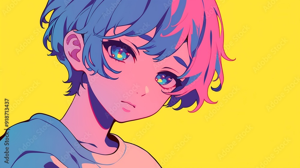 anime character with pop art background anime character with pop art background