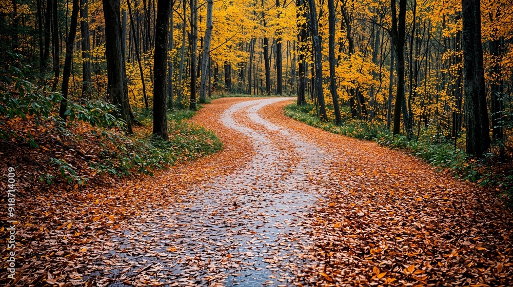 Fototapeta premium a dirt road in the middle of a forest