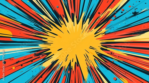 Abstract Colorful Explosion with Radial Lines and Splashes