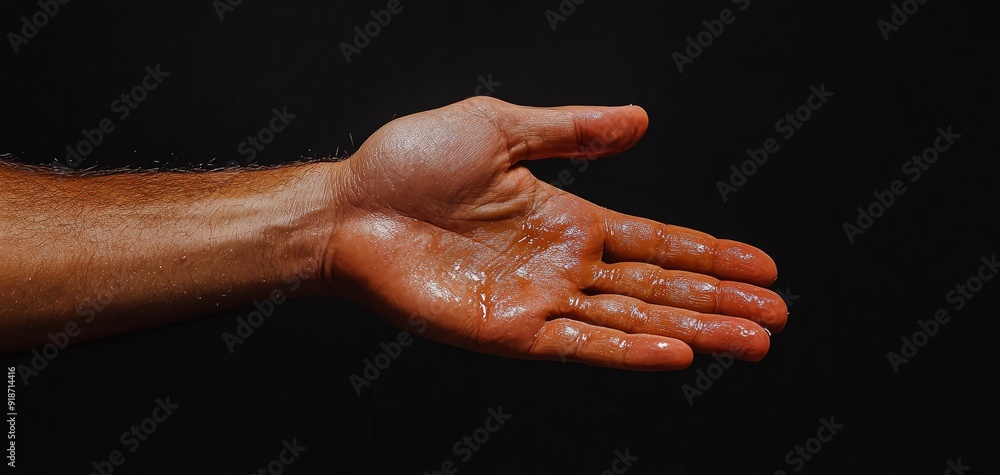 Closeup of a person s palm with visible sweat glands and fine lines, highlighting the skin s role in tactile sensation, anatomy, integumentary system
