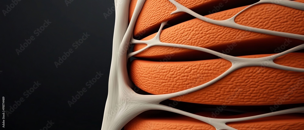 Closeup of the diaphragm muscle with connections to the stomach, emphasizing its role in aiding digestion through pressure changes, anatomy, digestive system muscle Closeup of the diaphragm muscle with connections to the stomach, emphasizing its role in aiding digestion through pressure changes, anatomy, digestive system muscle