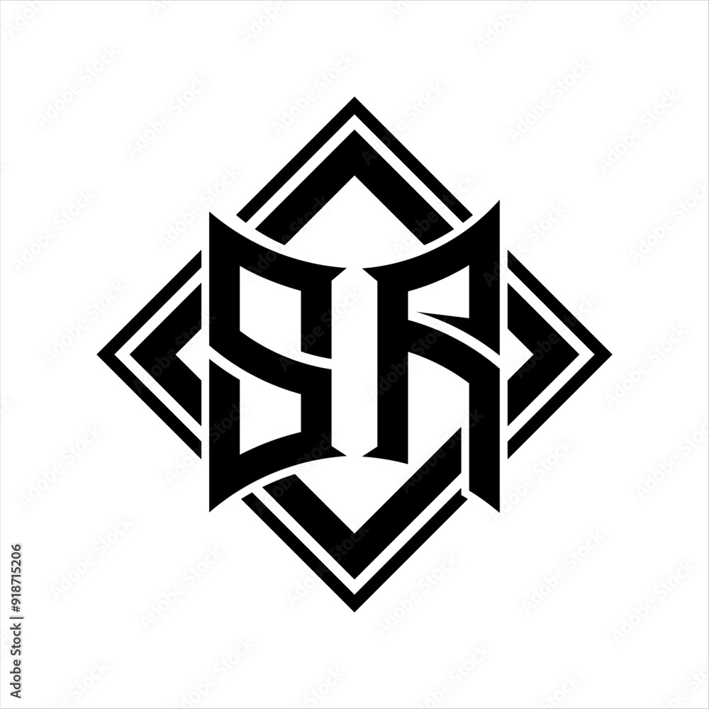 SA Letter logo with abstract shield shape with square black outline on white background design SA Letter logo with abstract shield shape with square black outline on white background design