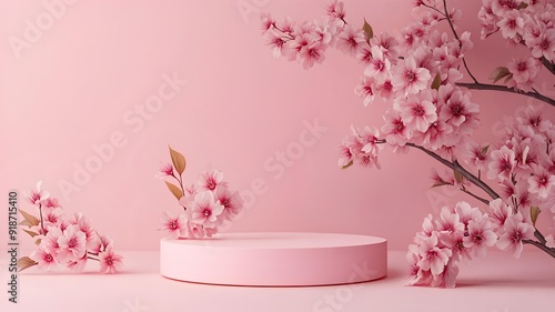 pink sakura podium stand