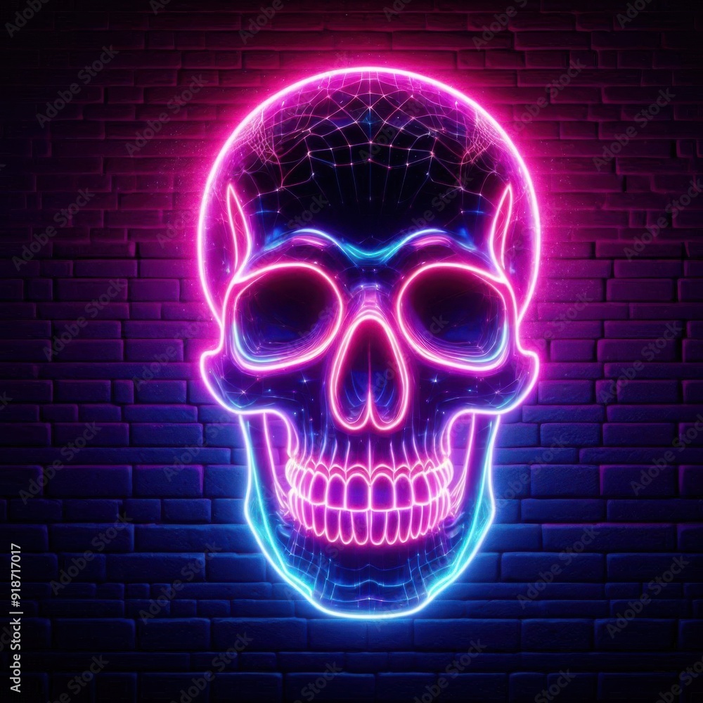 Cool Skull icon and vector glowing in prink and blue Cool Skull icon and vector glowing in prink and blue