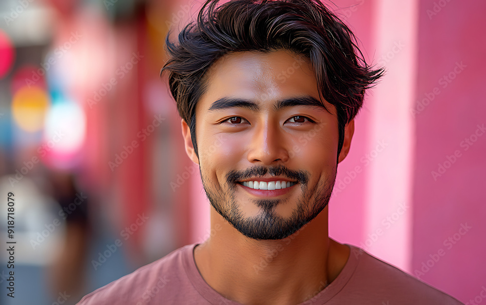 Portrait of Young Handsome Asian Man Smiling with Isolated Background Portrait of Young Handsome Asian Man Smiling with Isolated Background