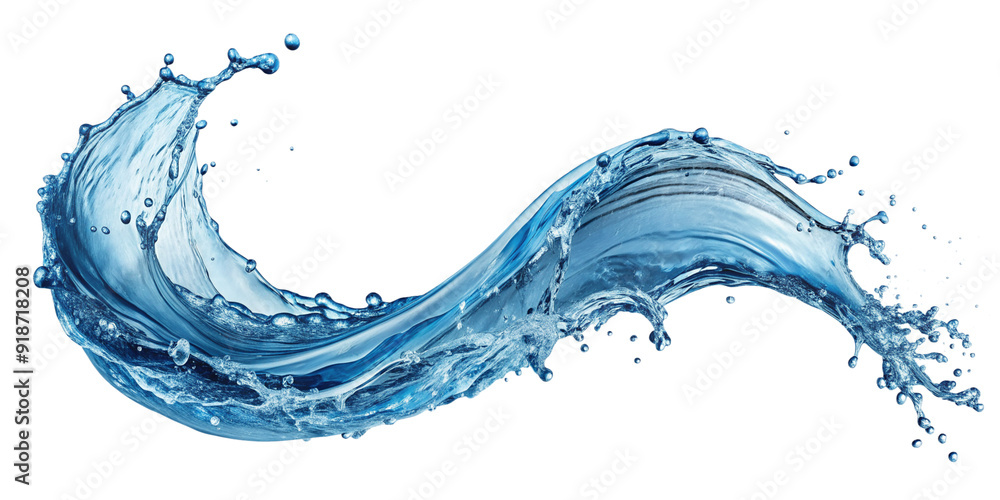 Obraz premium Realistic Water Wave Splash Image with Clipping Path on Transparent Background