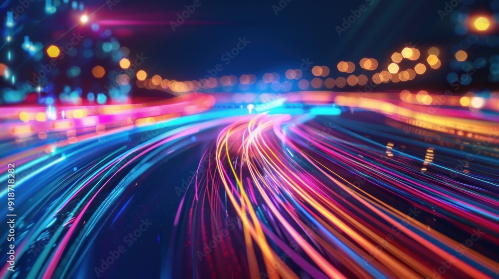 Abstract Cityscape with Vibrant Light Trails Abstract Cityscape with Vibrant Light Trails