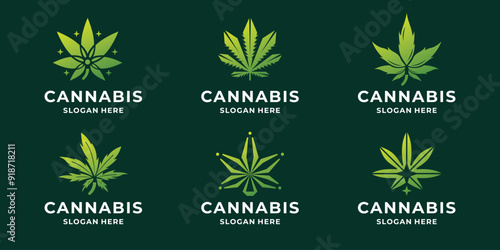 cannabis logo Leaf weed hemp modern concept, vector illustration.