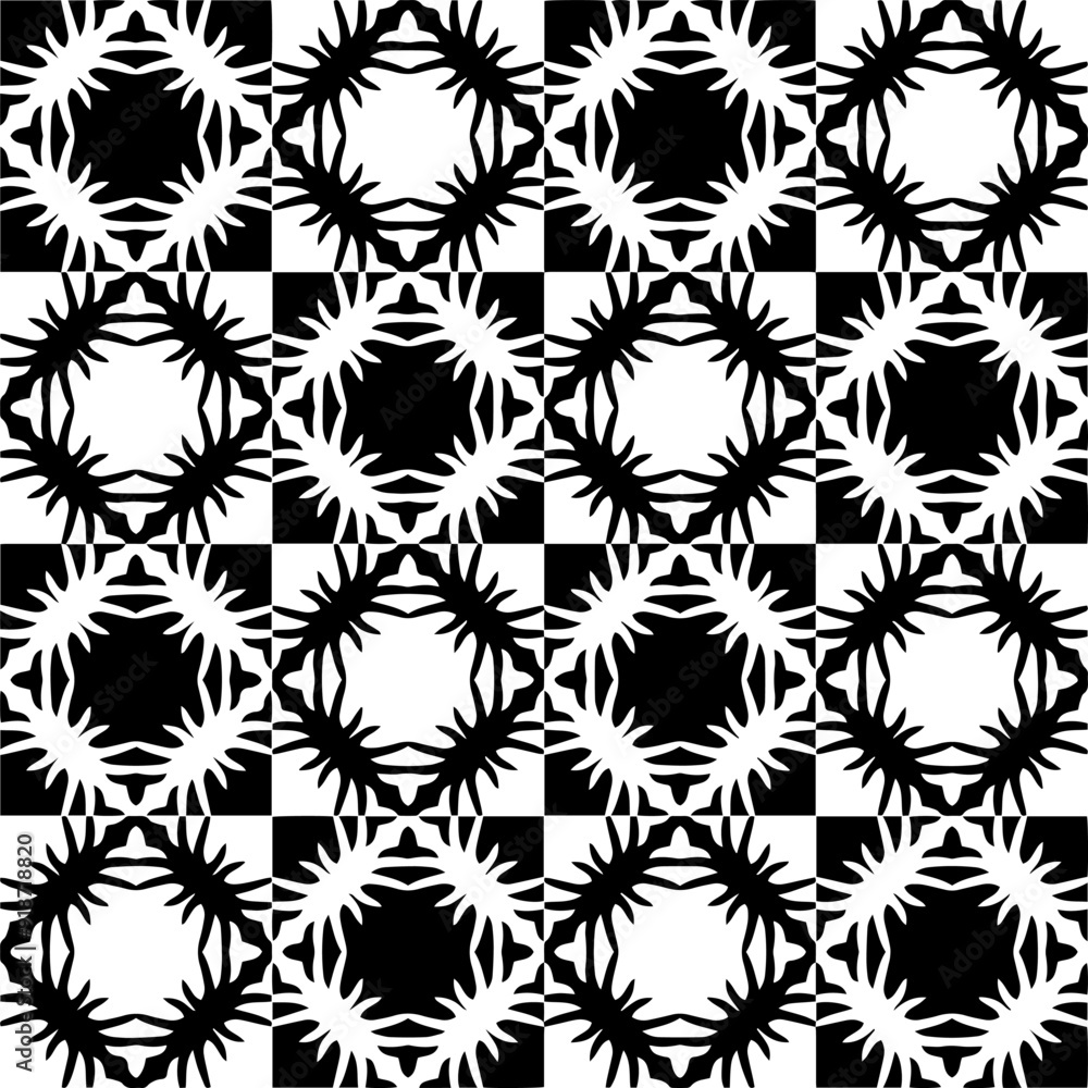 Black and white seamless pattern with abstract shapes. Repeat pattern for fashion, textile design, on wall paper, wrapping paper, fabrics and home decor. Black and white seamless pattern with abstract shapes. Repeat pattern for fashion, textile design, on wall paper, wrapping paper, fabrics and home decor.