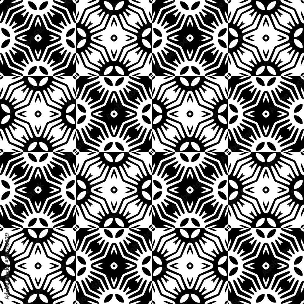 Black and white seamless pattern with abstract shapes. Repeat pattern for fashion, textile design, on wall paper, wrapping paper, fabrics and home decor. Black and white seamless pattern with abstract shapes. Repeat pattern for fashion, textile design, on wall paper, wrapping paper, fabrics and home decor.