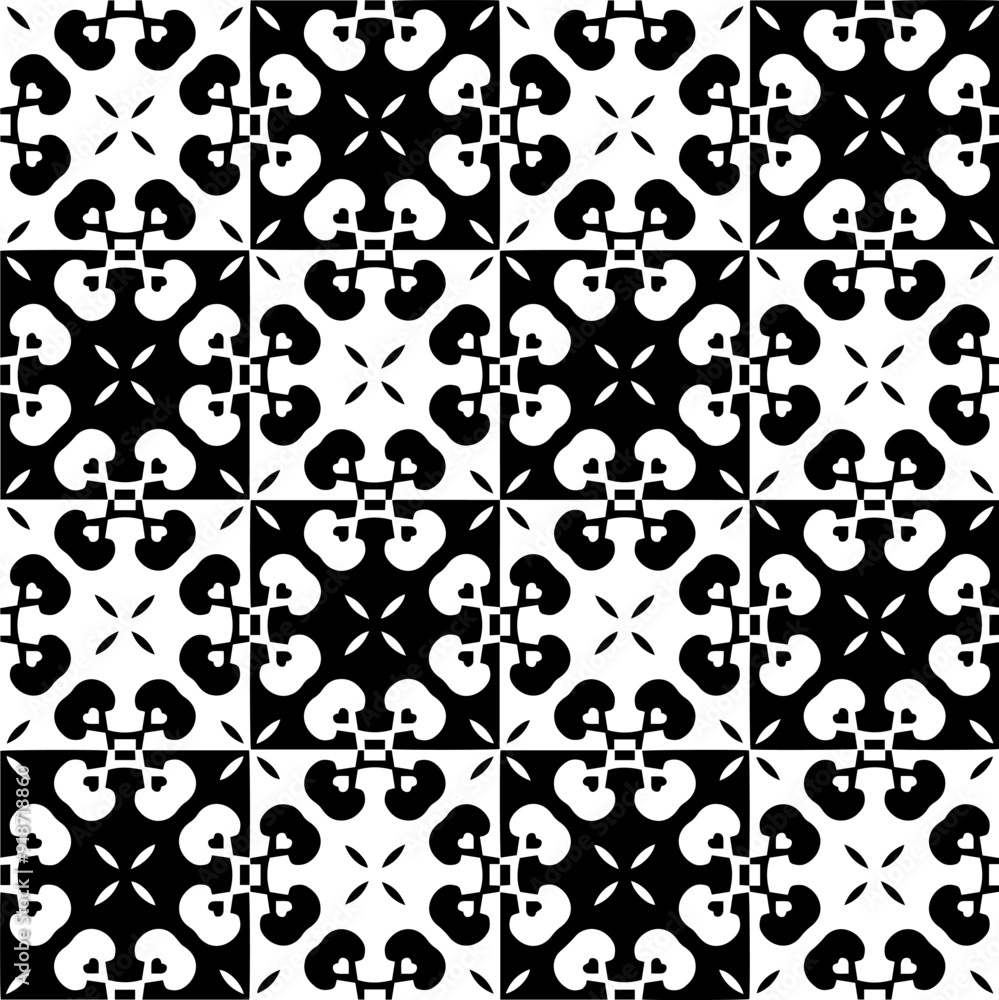 Black and white seamless pattern with abstract shapes. Repeat pattern for fashion, textile design, on wall paper, wrapping paper, fabrics and home decor. Black and white seamless pattern with abstract shapes. Repeat pattern for fashion, textile design, on wall paper, wrapping paper, fabrics and home decor.