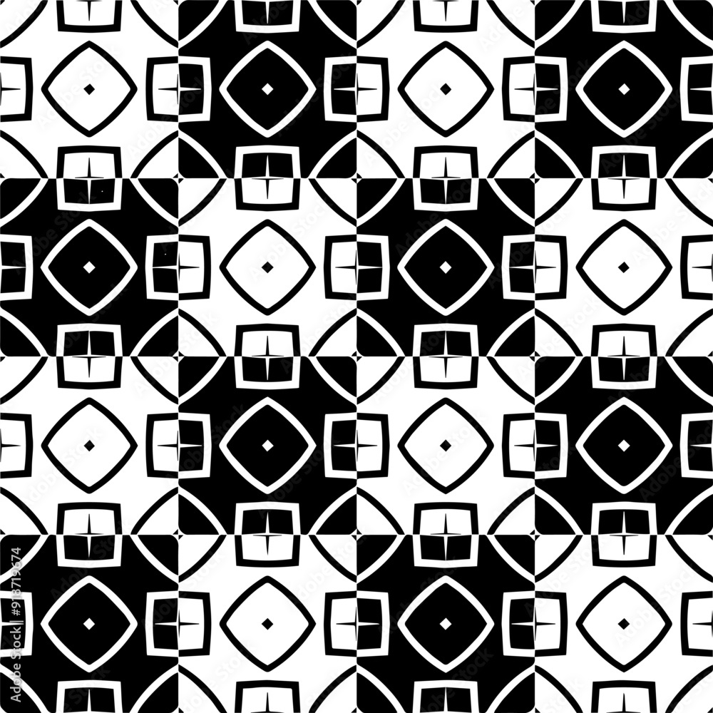 Black and white seamless pattern with abstract shapes. Repeat pattern for fashion, textile design, on wall paper, wrapping paper, fabrics and home decor.