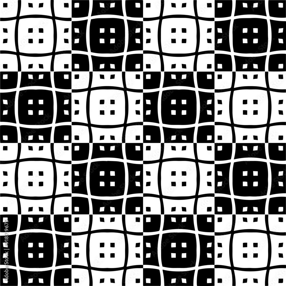 Black and white seamless pattern with abstract shapes. Repeat pattern for fashion, textile design, on wall paper, wrapping paper, fabrics and home decor. Black and white seamless pattern with abstract shapes. Repeat pattern for fashion, textile design, on wall paper, wrapping paper, fabrics and home decor.