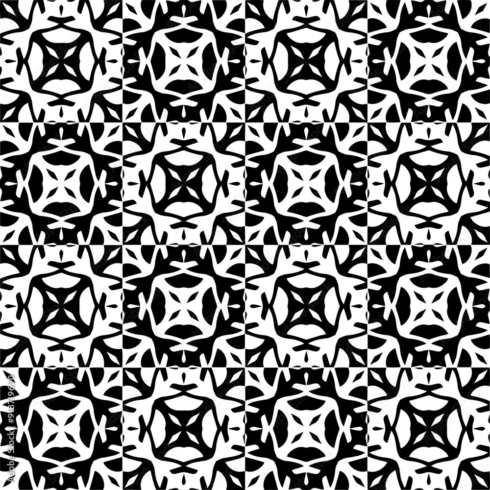 Black and white seamless pattern with abstract shapes. Repeat pattern for fashion, textile design, on wall paper, wrapping paper, fabrics and home decor. Black and white seamless pattern with abstract shapes. Repeat pattern for fashion, textile design, on wall paper, wrapping paper, fabrics and home decor.