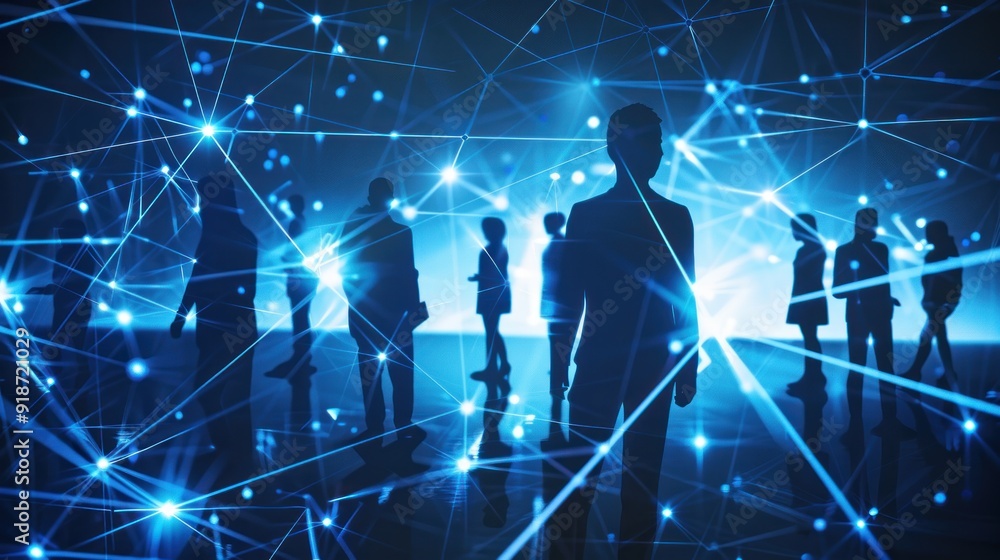 Silhouettes of People Connected by a Network Silhouettes of People Connected by a Network