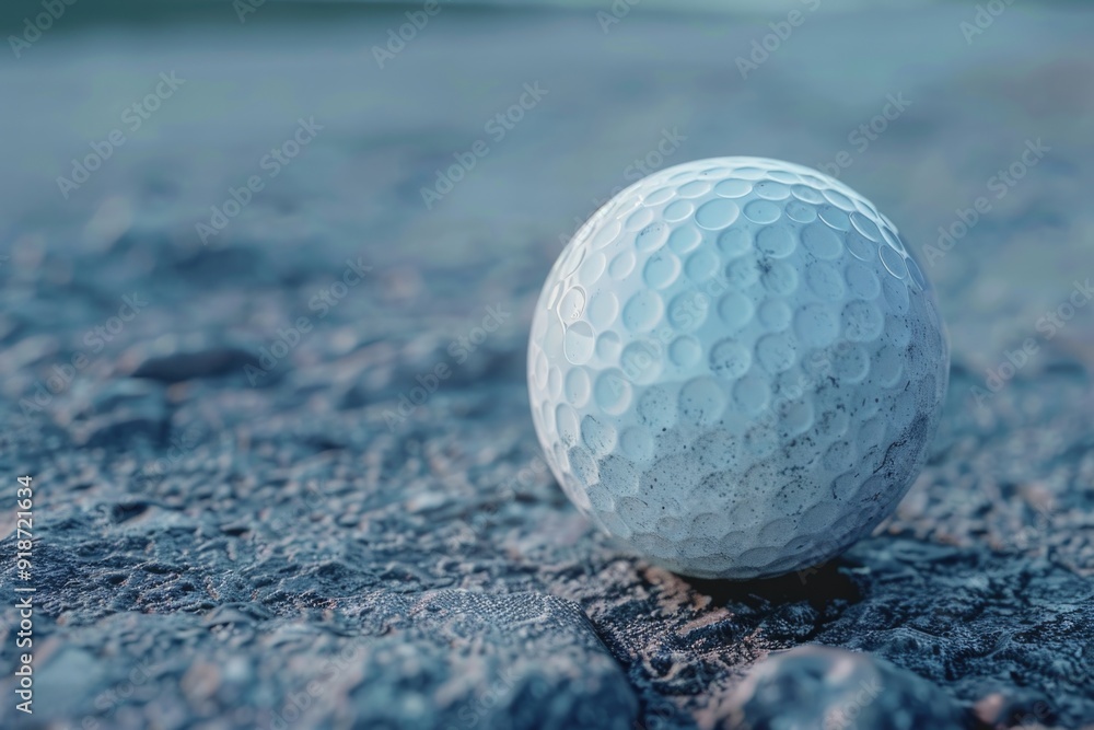 A single golf ball resting on the surface of a sunny sandy beach A single golf ball resting on the surface of a sunny sandy beach