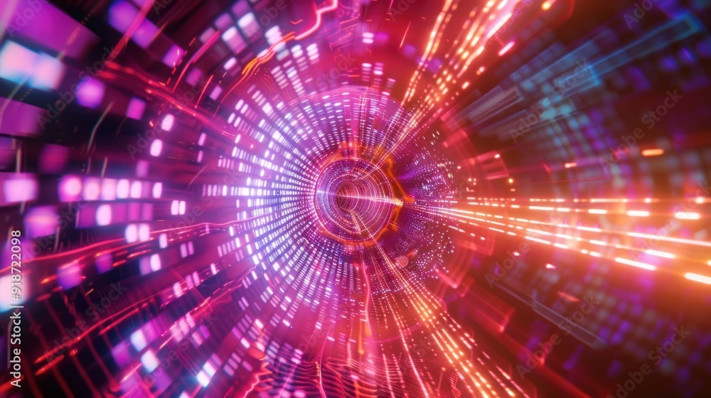Fototapeta premium Abstract Tunnel of Vibrant Lights
