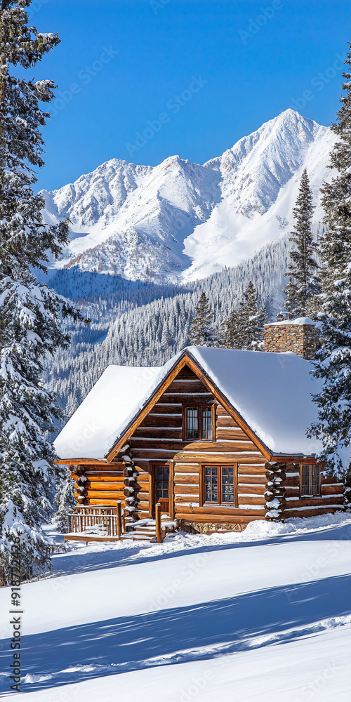 A peaceful cabin in the snowy mountains A peaceful cabin in the snowy mountains