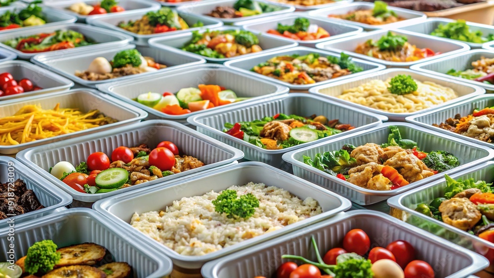 Freshly prepared meals packed in containers, placed in a donation box, symbolizing kindness and generosity to feed the less fortunate in the community. Freshly prepared meals packed in containers, placed in a donation box, symbolizing kindness and generosity to feed the less fortunate in the community.