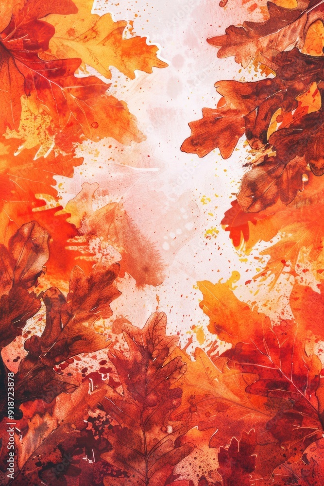 Watercolor painting of vibrant autumn leaves on a white background Watercolor painting of vibrant autumn leaves on a white background