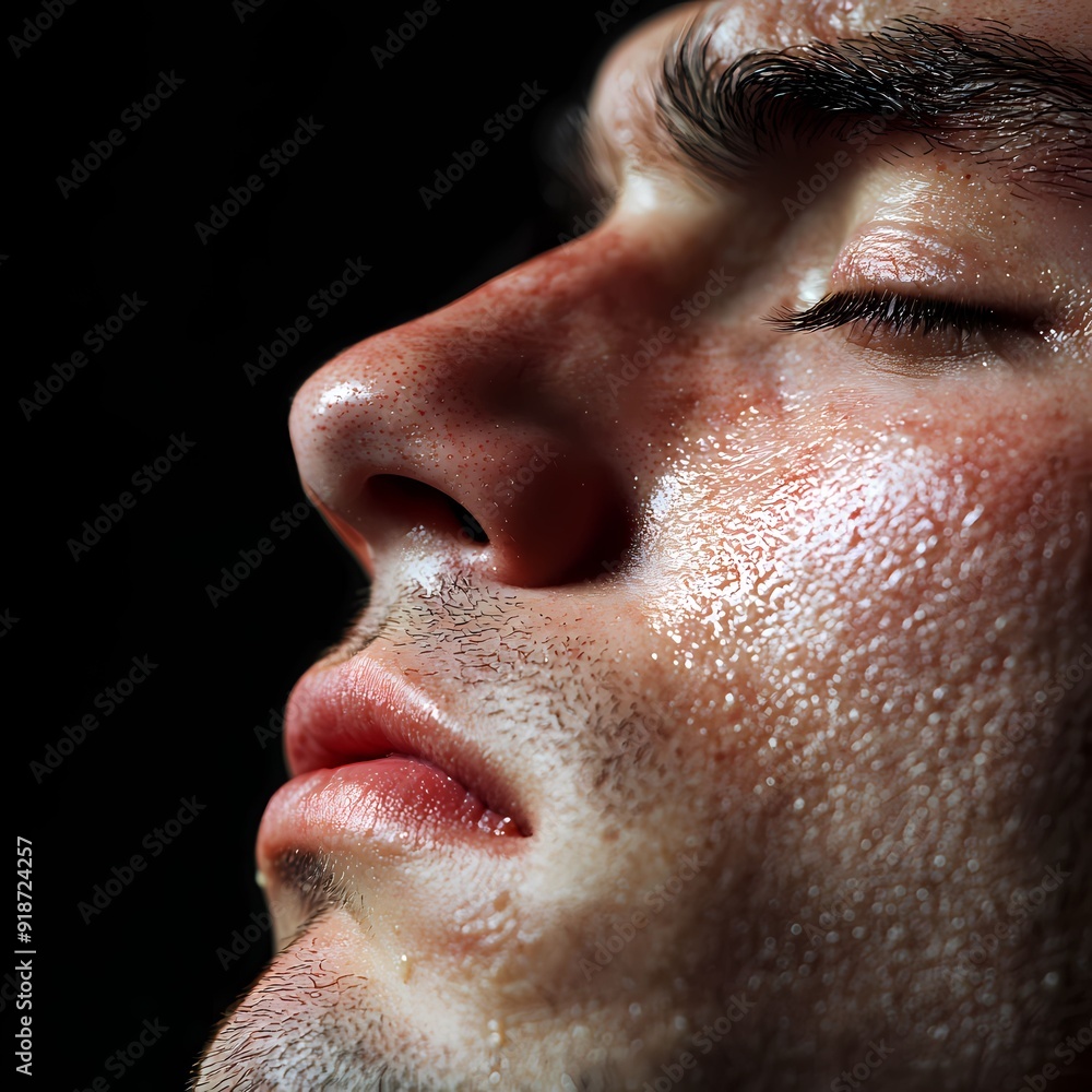 Close-up of a man's face, showcasing texture, expression, and natural light enhancing features. Close-up of a man's face, showcasing texture, expression, and natural light enhancing features.