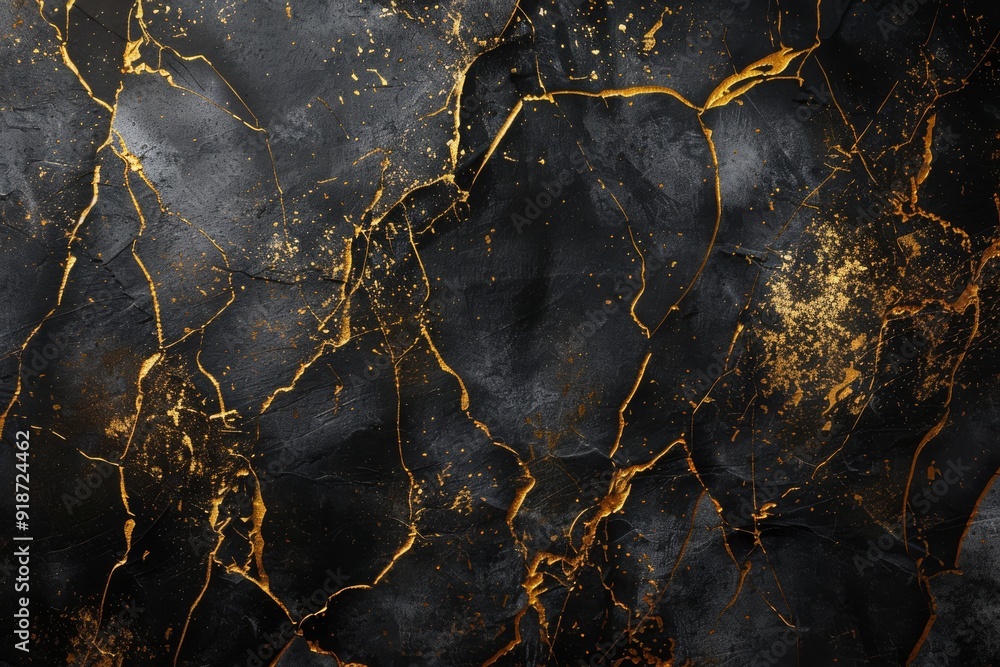 Black Marble with Golden Veins