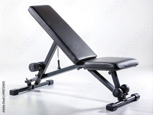 A sleek, black exercise bench with adjustable incline and decline features, perfect for versatile workouts to boost strength, stability, and endurance in a home gym setting.