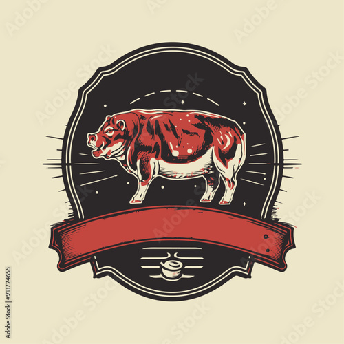 illustration of a vintage design vector label for butchery shop, meat shop, beef and lamb logo, supermarket label, sticker, tshirt, etc.